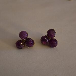 Vintage Purple and Gold Stud Earrings